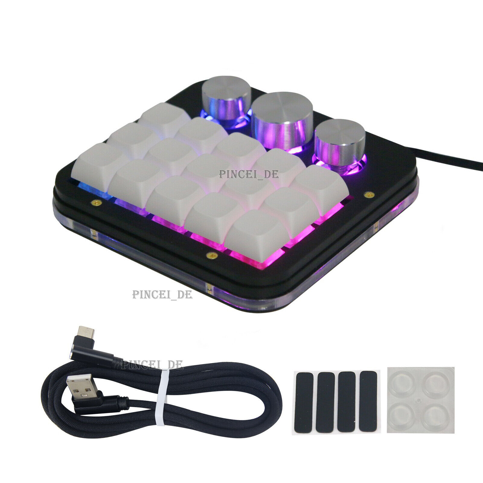 HamGeek Macro Custom Keyboard Mechanical Keyboard RGB Light with 15 Keys+3 Knobs
