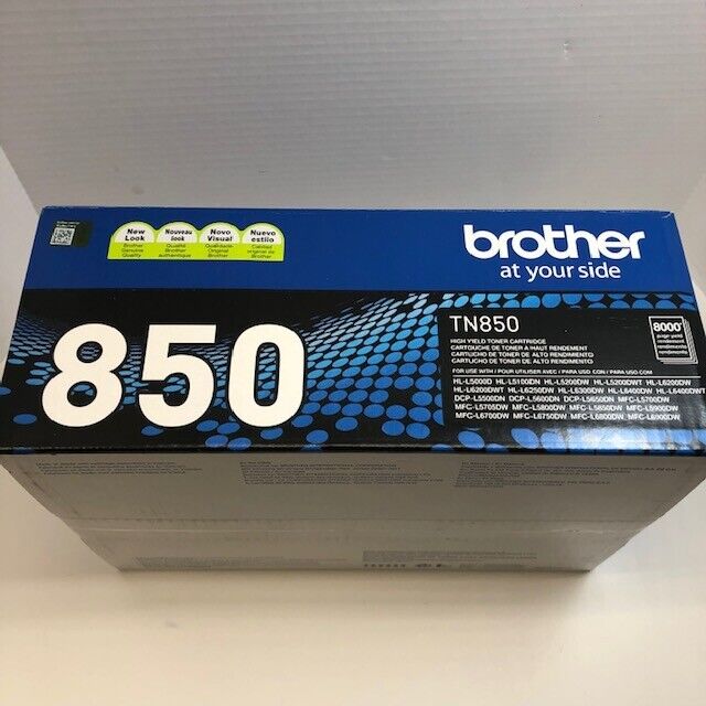 Brother TN850 Black Toner Cartridge Genuine Original OEM TN 850 - NEW/SEALED