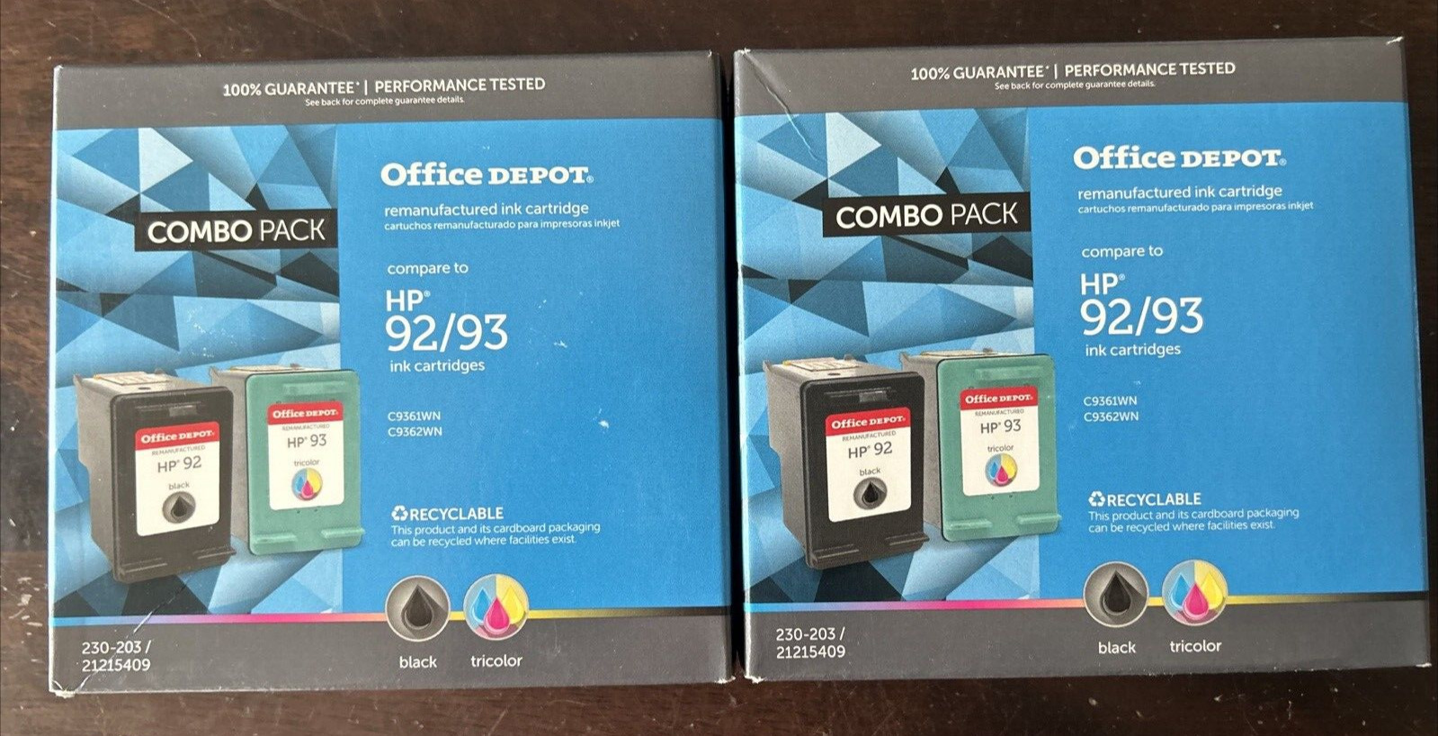 Office Depot HP 92 Black 93 CMY Tri-color Ink Cartridge Combo Pack