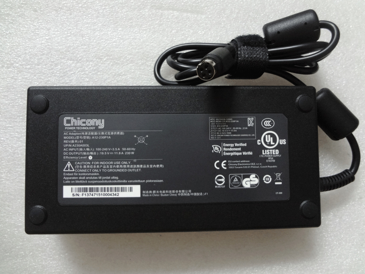 For Clevo P750DM-G A12-230P1A OEM NEW Original 230W 19.5V 11.8A 4Din AC Adapter