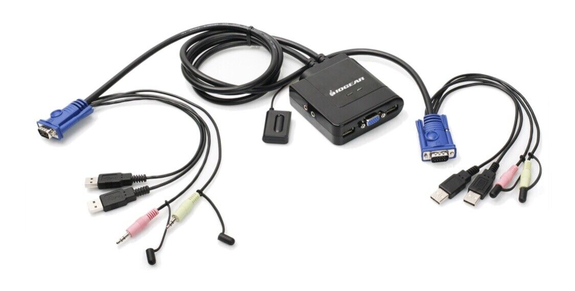 IOGEAR 2-Port USB Cable KVM Switch with Audio & Microphone Support GCS72U