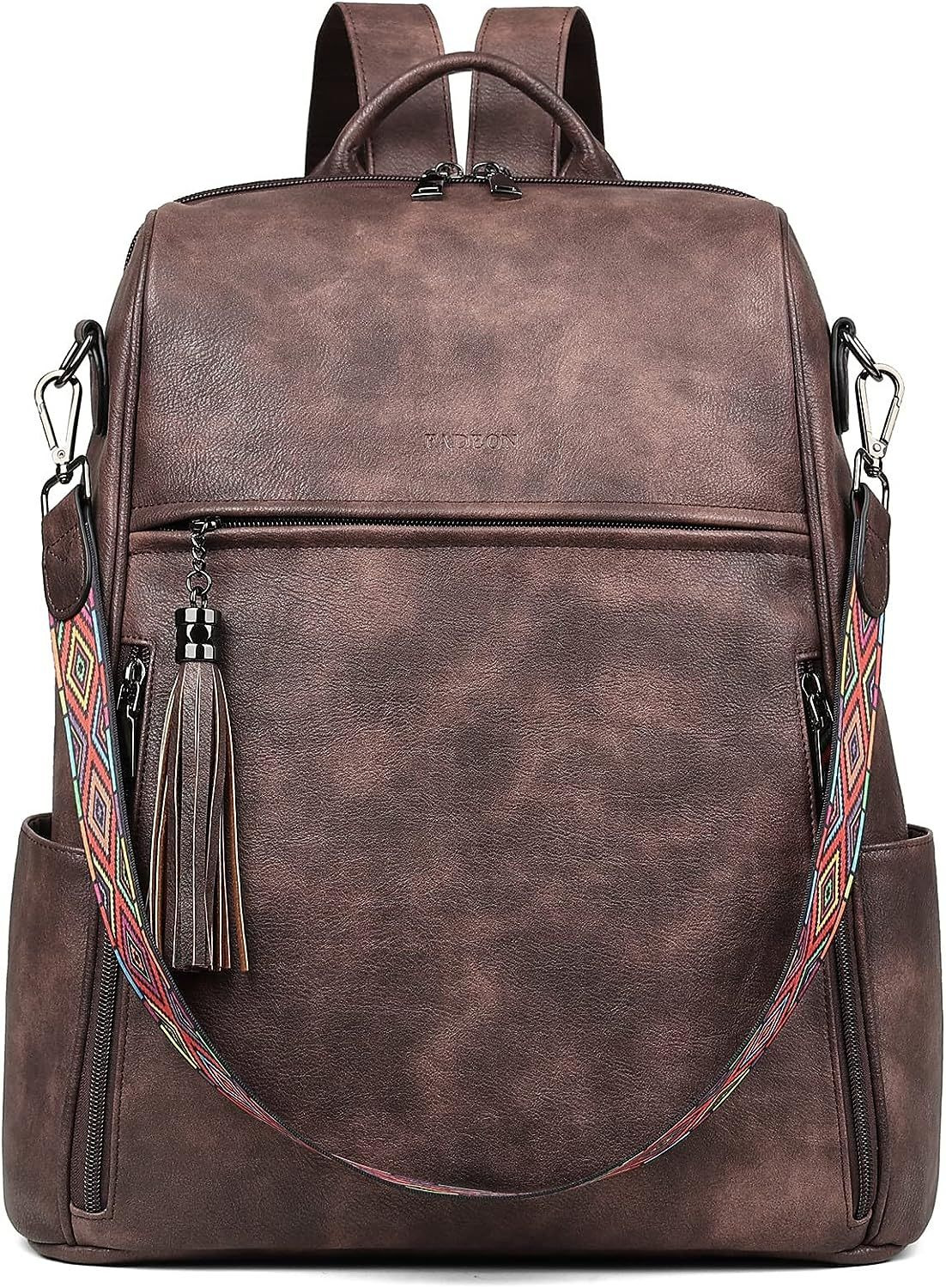 FADEON Laptop Backpack Purse for Women Large Designer PU Leather Bag,... 