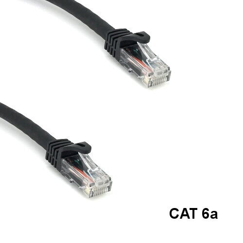 Kentek Black 3ft Cat6A UTP Cable 24AWG 600MHz RJ45 Ethernet Router Pure Copper