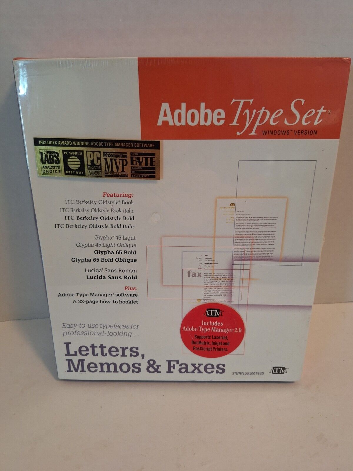 Adobe Type Set Value Pack for Windows 3.0 OS/2 -  Vintage Big Box NEW SEALED