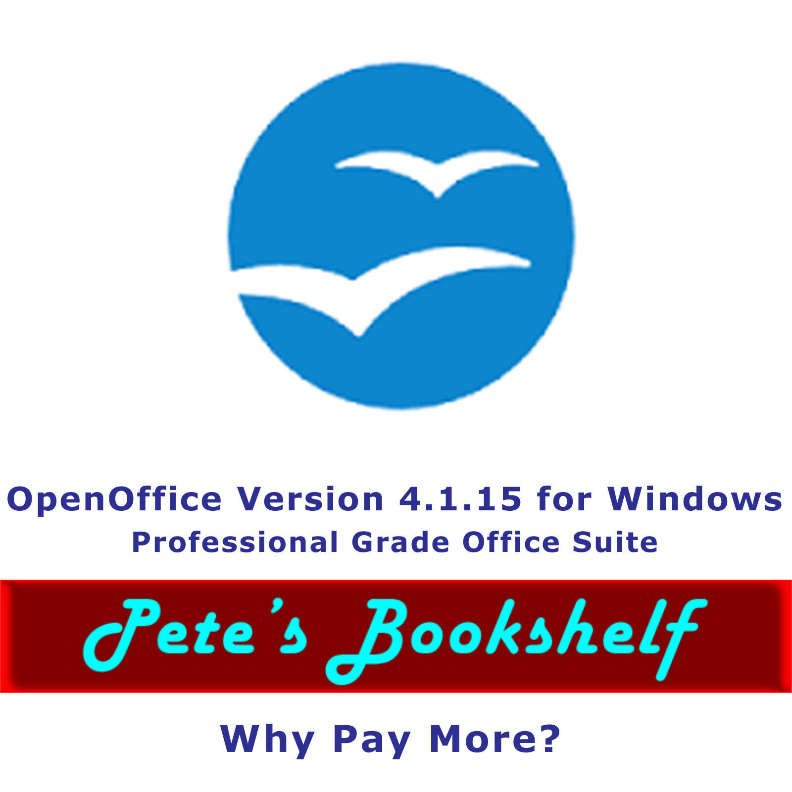 OpenOffice -  Version 4.1.15 for Windows on CD - Word Proc/Spreadsheet/Database