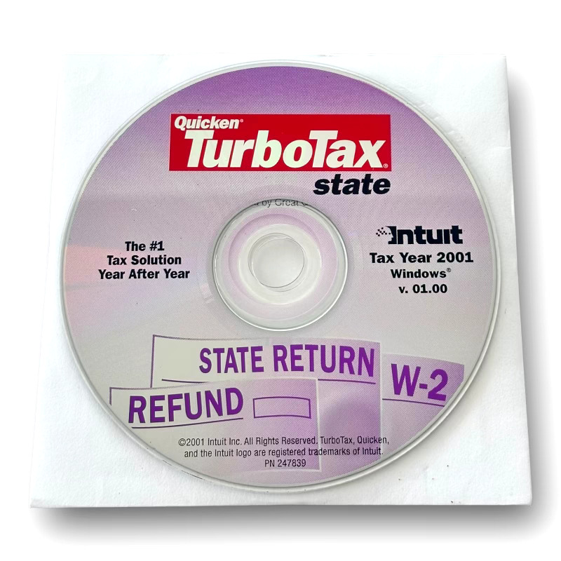 Intuit Quicken TurboTax State Tax Year 2001 Refund State Return W-2