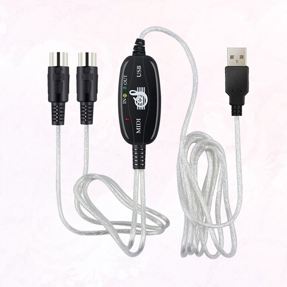  180 X2cm Midi Cable USB to Interface for Editing Recording Track Adapter