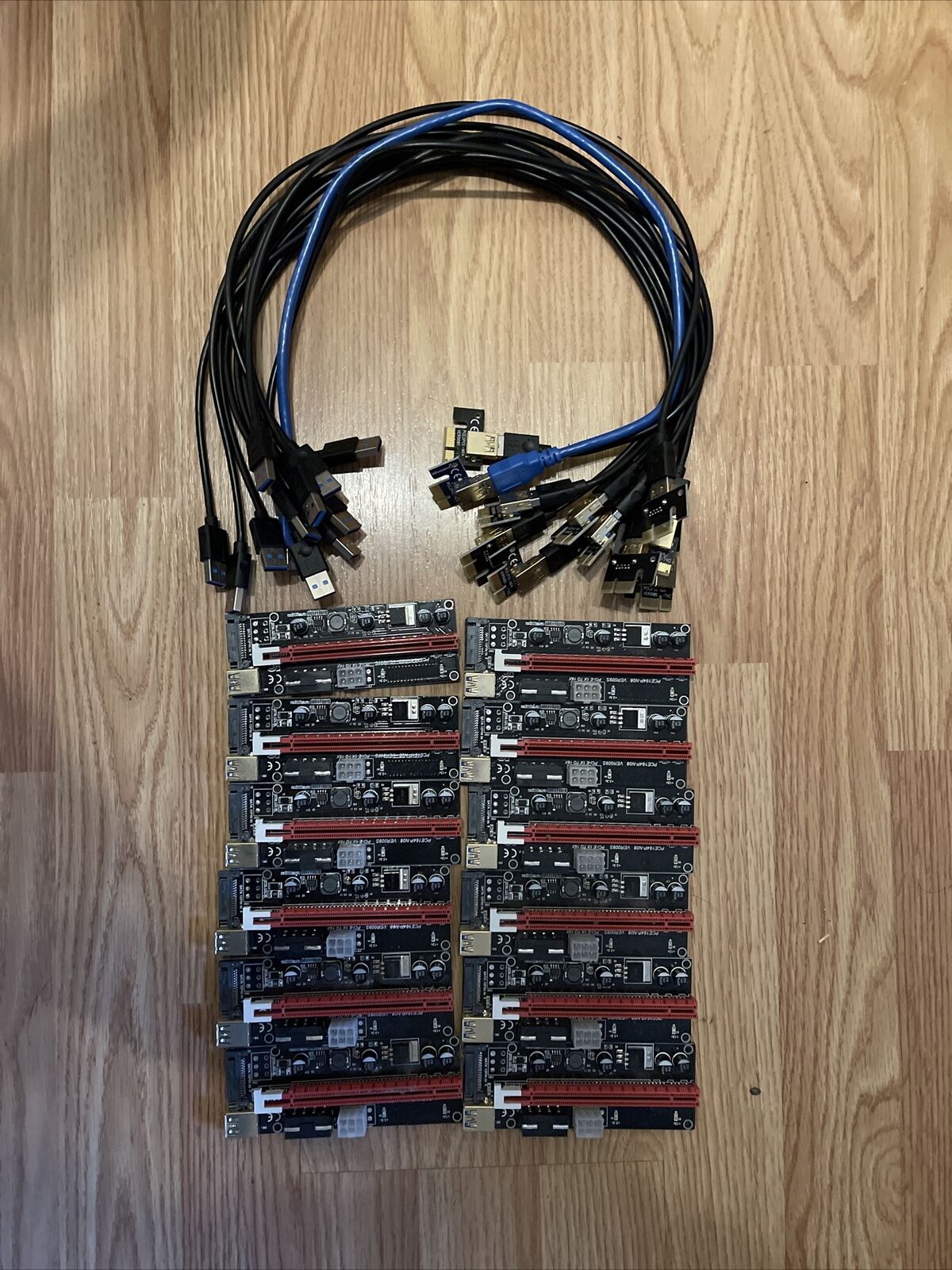 12Pack VER009S PCI-E Riser Card PCIe 1x to 16x USB 3.0 Data Cable Bitcoin Mining