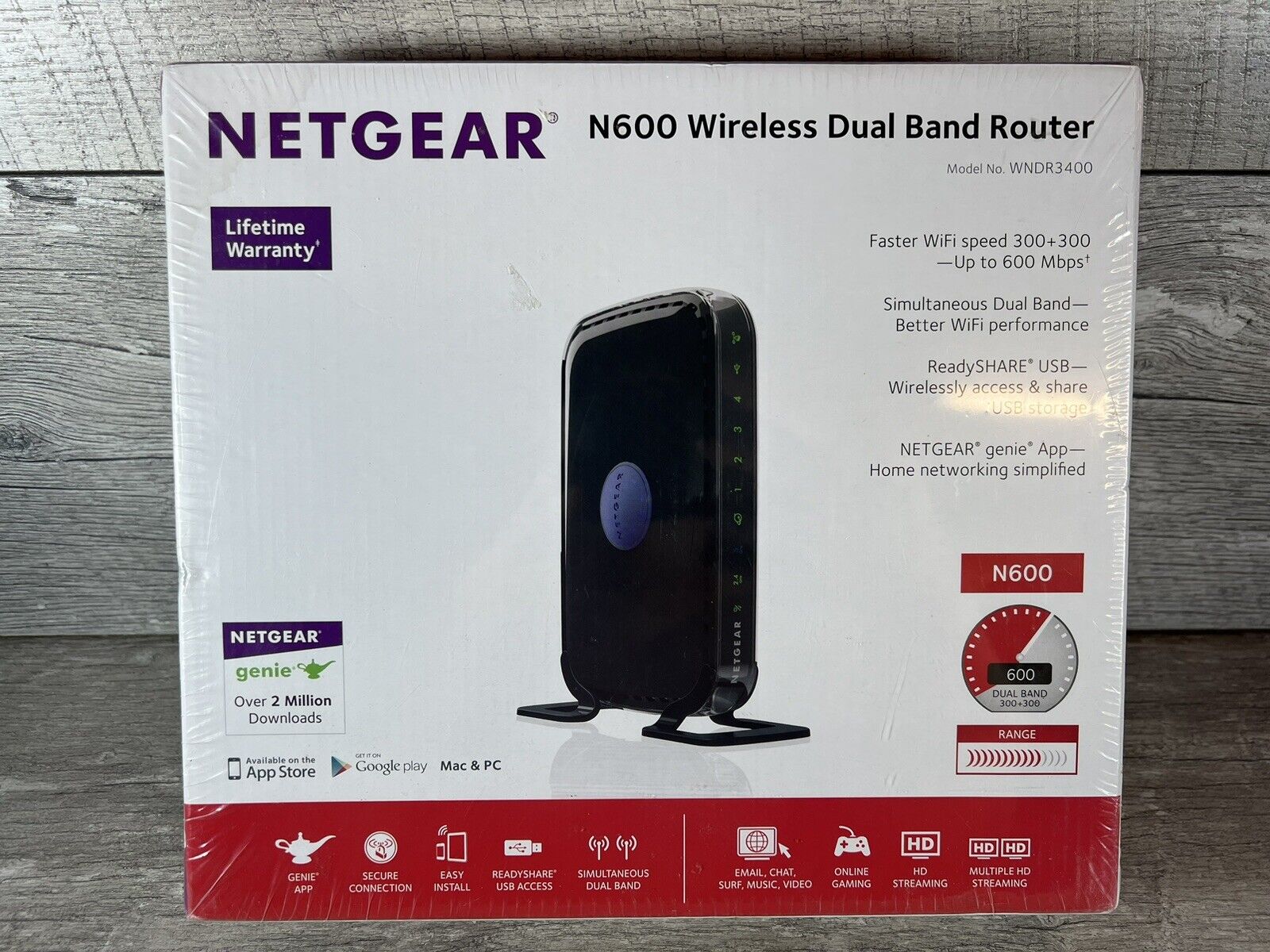 NETGEAR N600 Wireless Dual Band Wi-Fi Router WNDR3400-100NAS - NEW AND SEALED