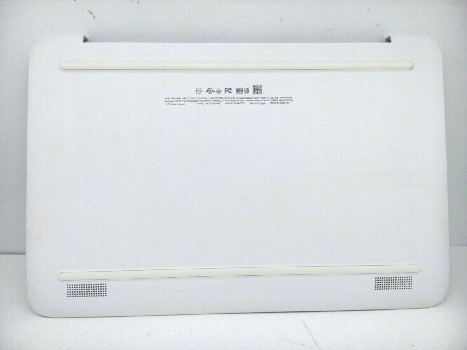 White HP Stream 14-cb610cl OEM Case Bottom Cover w/ Rubbers - TFQ370P9TP503 / 5