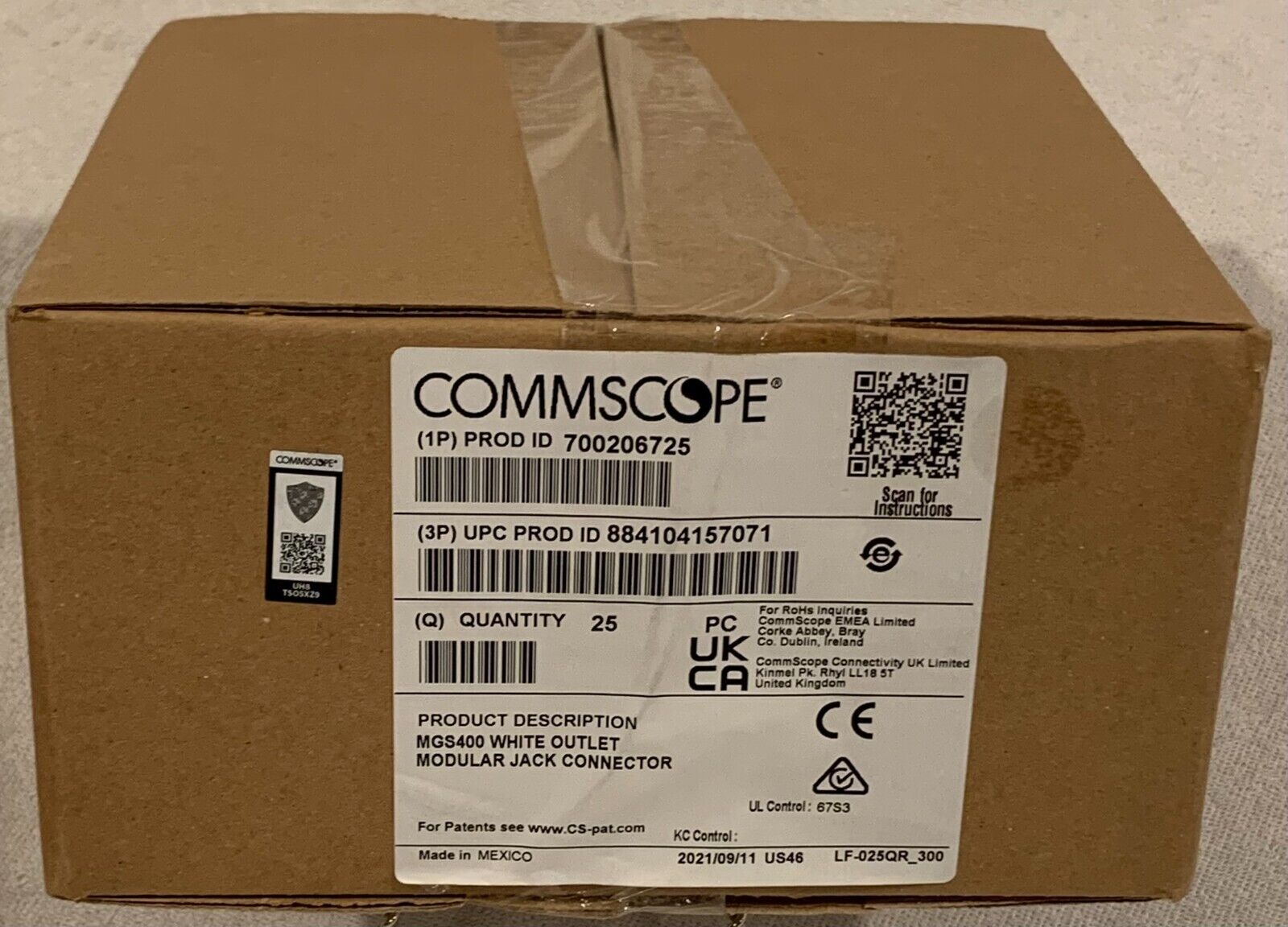 Commscope MGS400 White Outlet Modular Jack Connector (Box of 25)