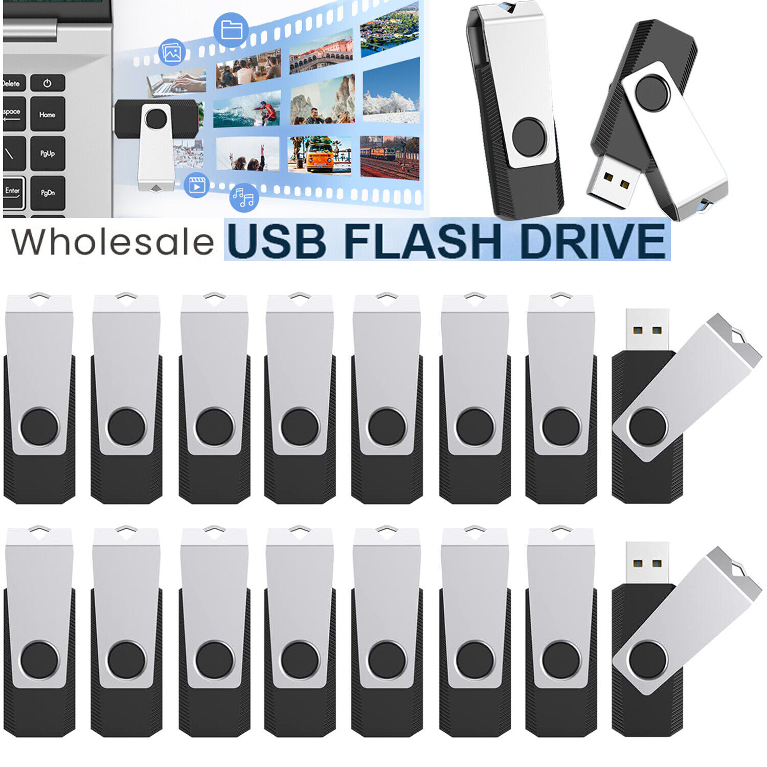 4GB 8GB 16GB 32G 64GB 128G USB Flash Drives Memory Sticks Storage Wholesale