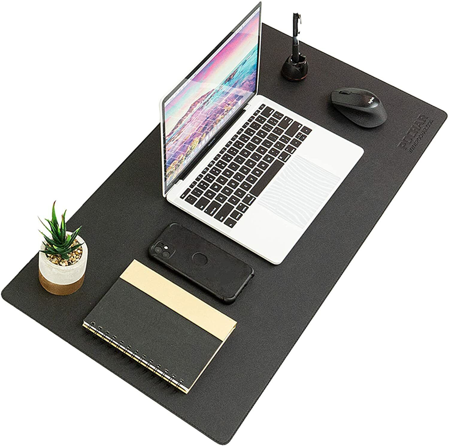 31.25'' x 15.6'' PU Leather Desk Pad - Extra Large Portable Mouse Pad (Black)