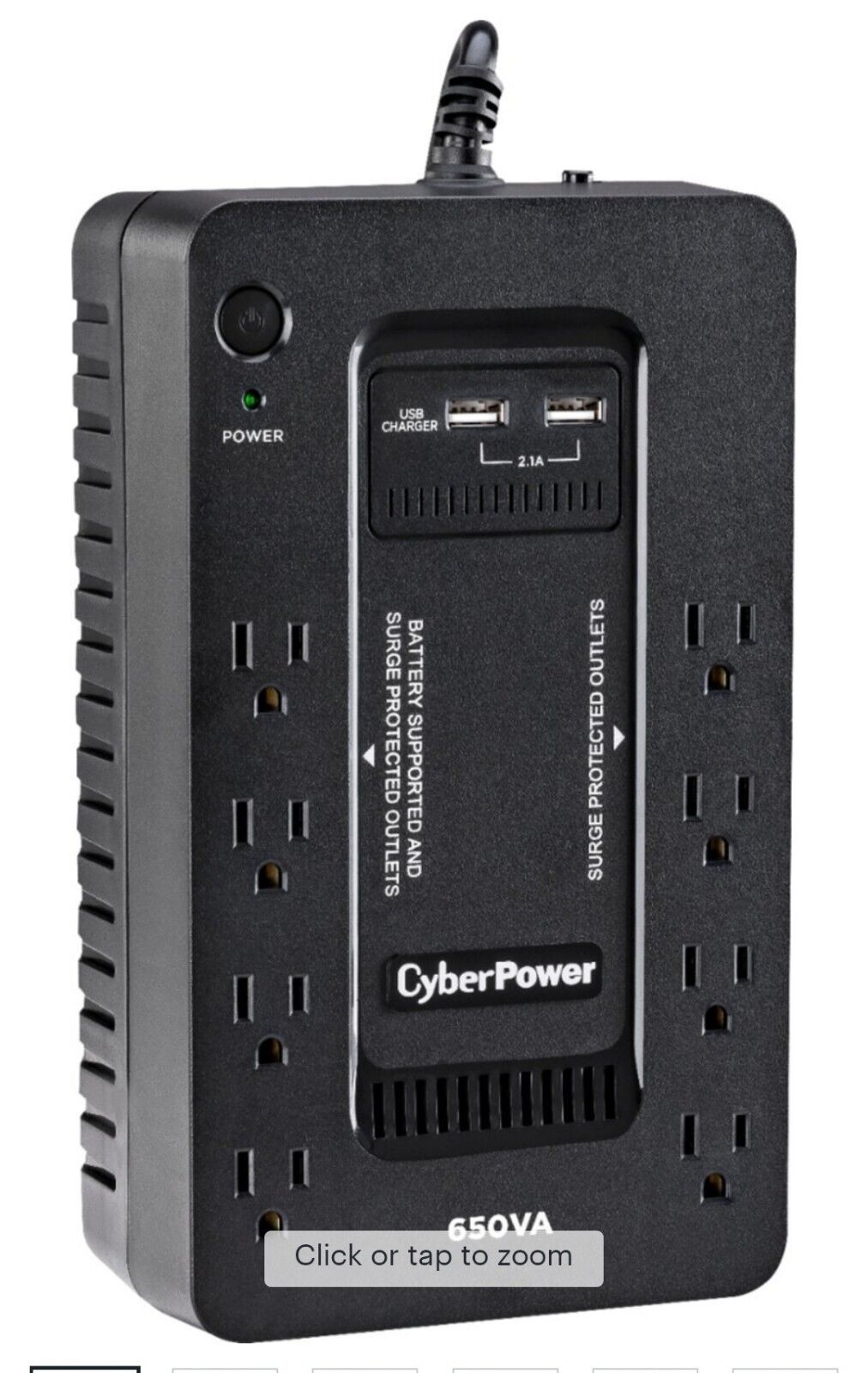 CyberPower SX650U 650VA 360W GreenPower UPS Battery Backup - Black