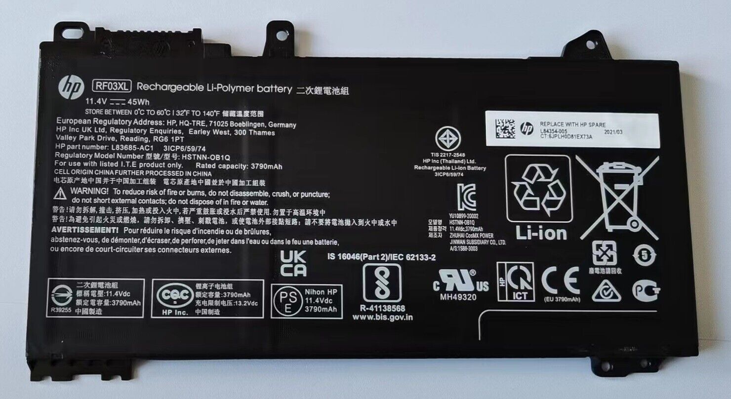 Genuine RE03XL Battery for HP ProBook 430 440 445 450 455R G6 430 440 445 450 G7