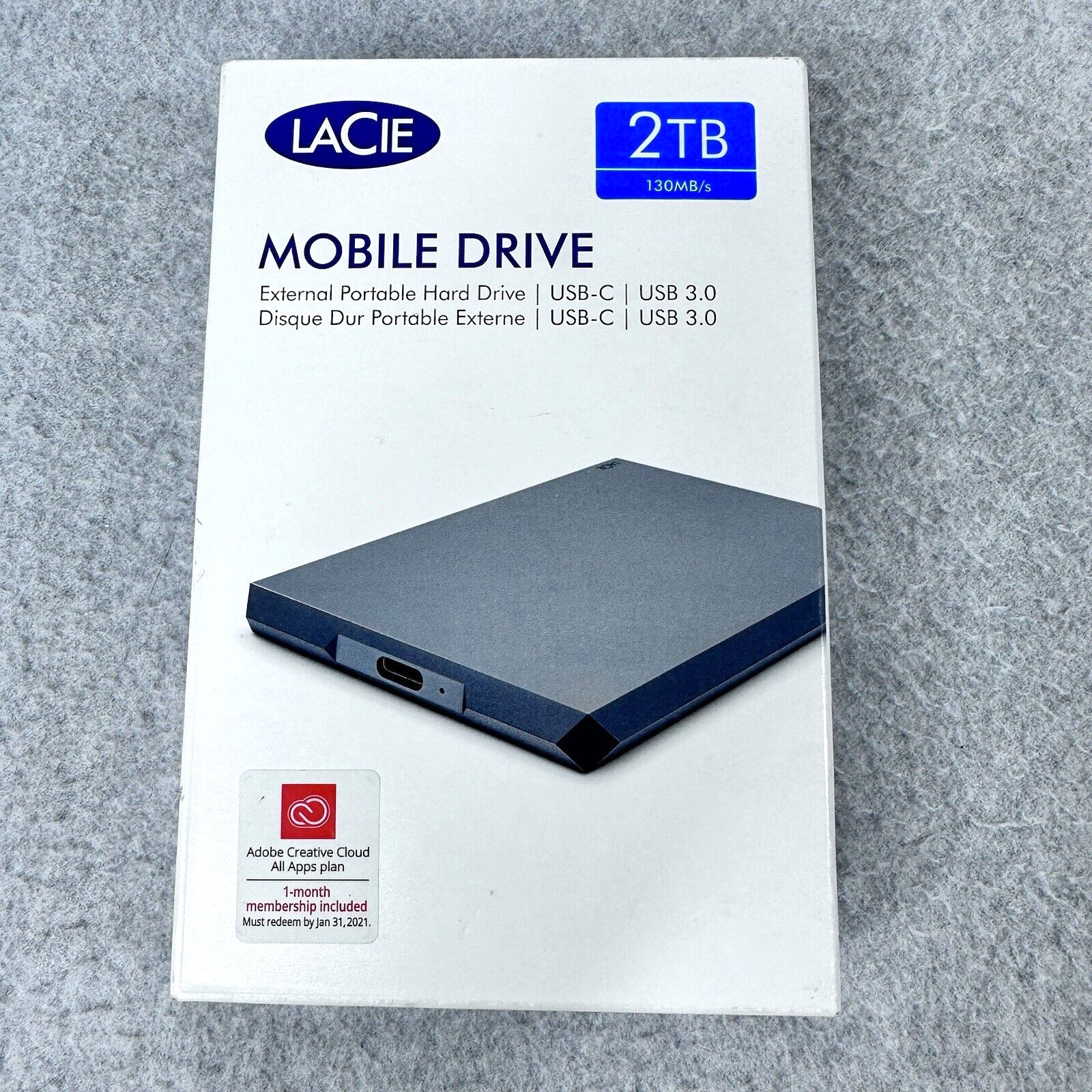 Lacie Mobile External Portable Hard Drive 2TB USB-C NEW Model STHG2000402 Gray