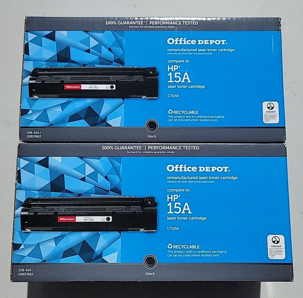 Office Depot Black Toner Cartridge 2-pack Compatible HP 15A LaserJet