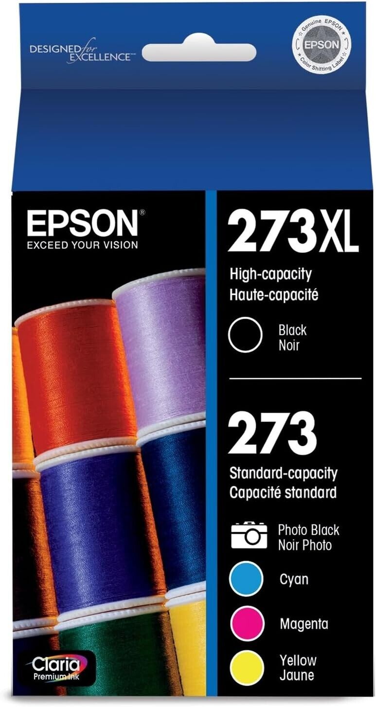 Epson Ink 273XL Black & 273 Standard Color High Capacity Ink Cartridge 12/25 EXP