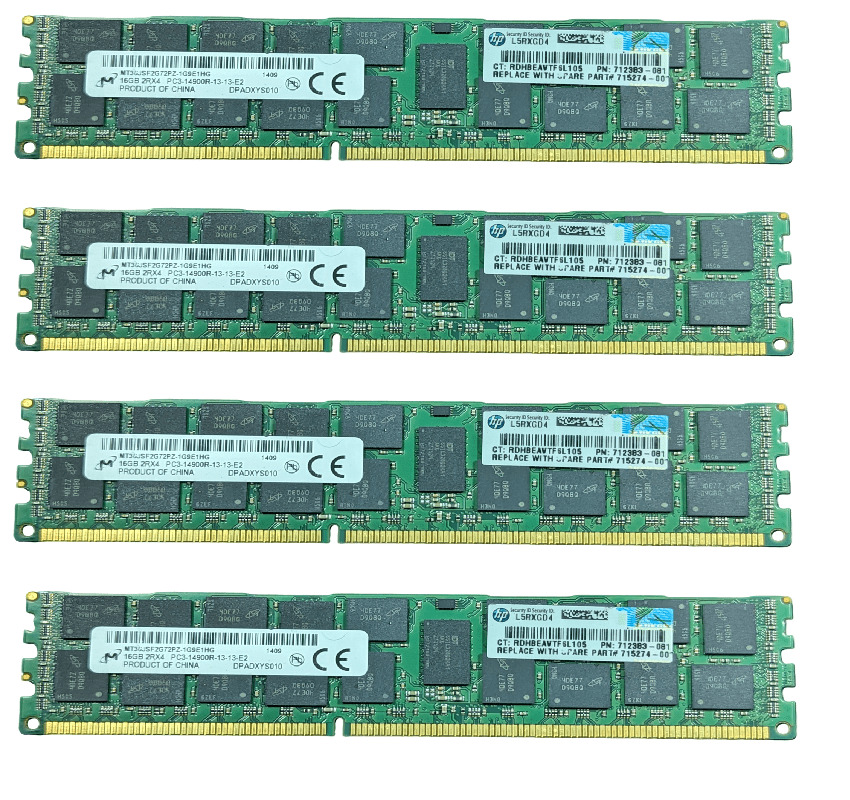 64GB (4x 16GB) DDR3 PC3-14900R ECC Server Memory Dell R510 R610 R620 R710 R720