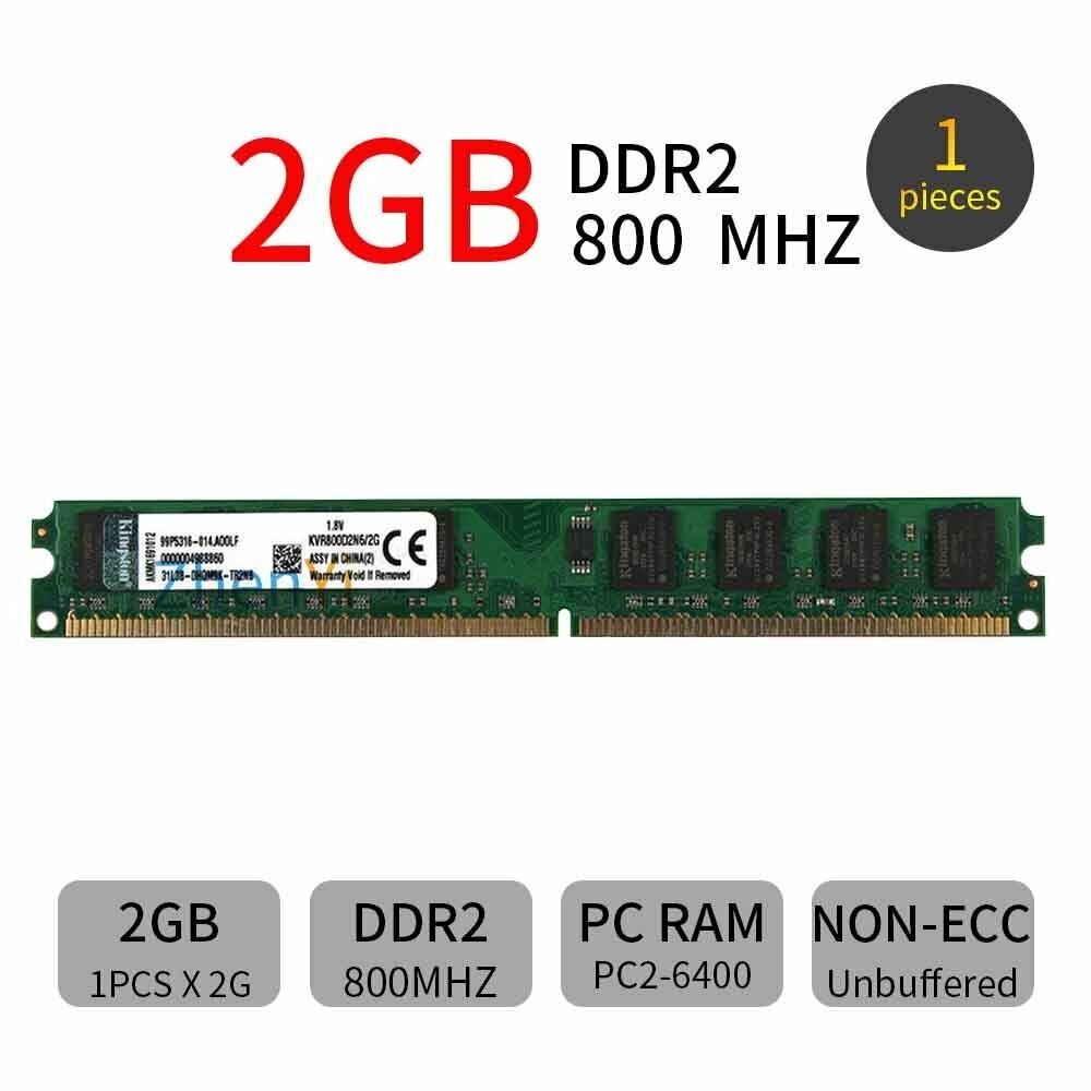 20GB 16GB 8GB 4GB 2GB DDR2 800MHz PC2-6400U DIMM Desktop Memory Kingston ZT LOT