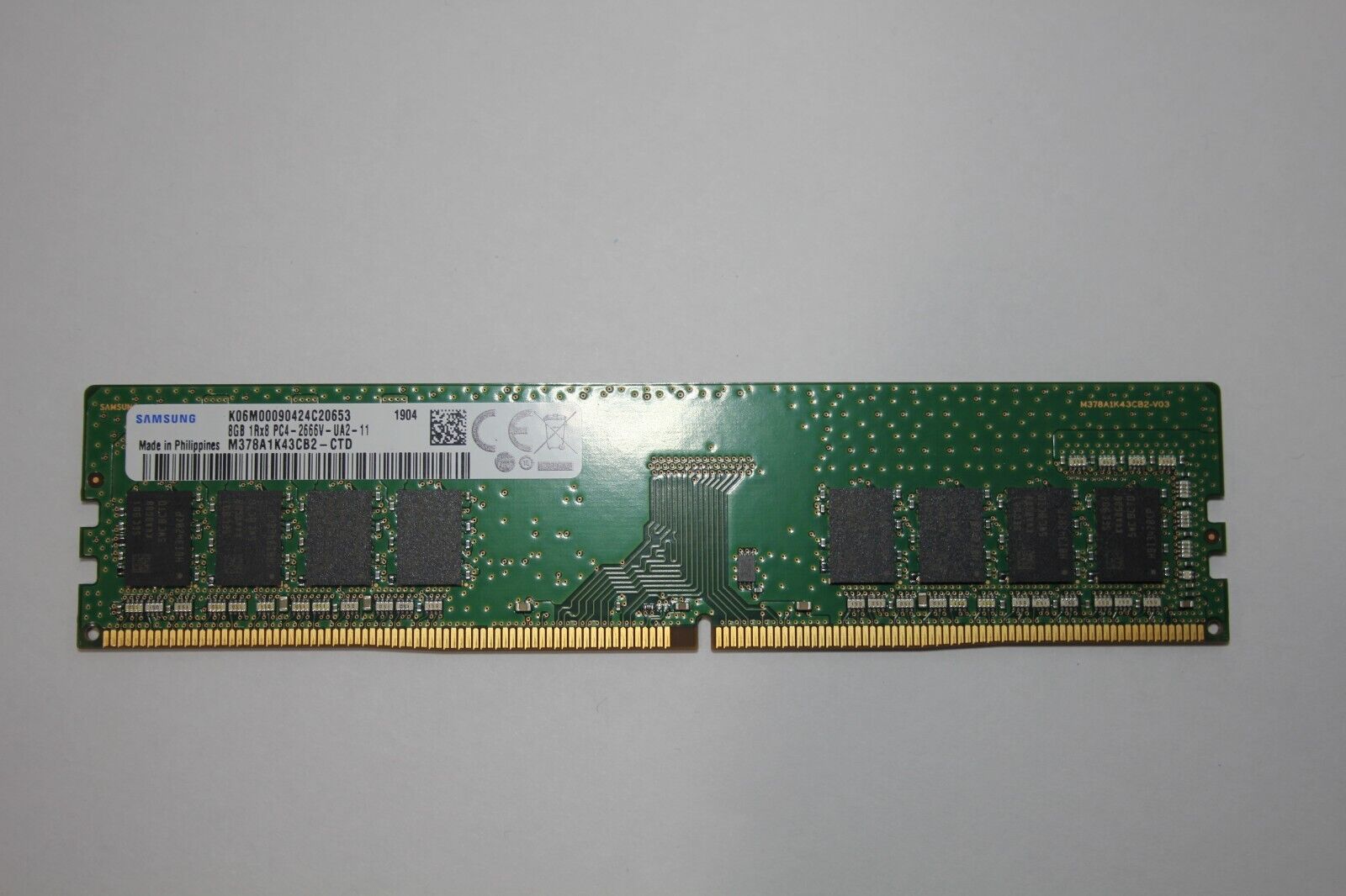 Samsung 8GB (1x8GB) 2666MHz 288-pin UDIMM DDR4 RAM Memory (M378A1K43DB2-CTD)