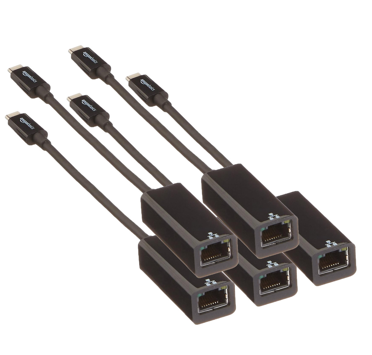 5-Pack Amazon Basics USB 3.1 Type-C Gigabit Ethernet Adapters for Mac/PC