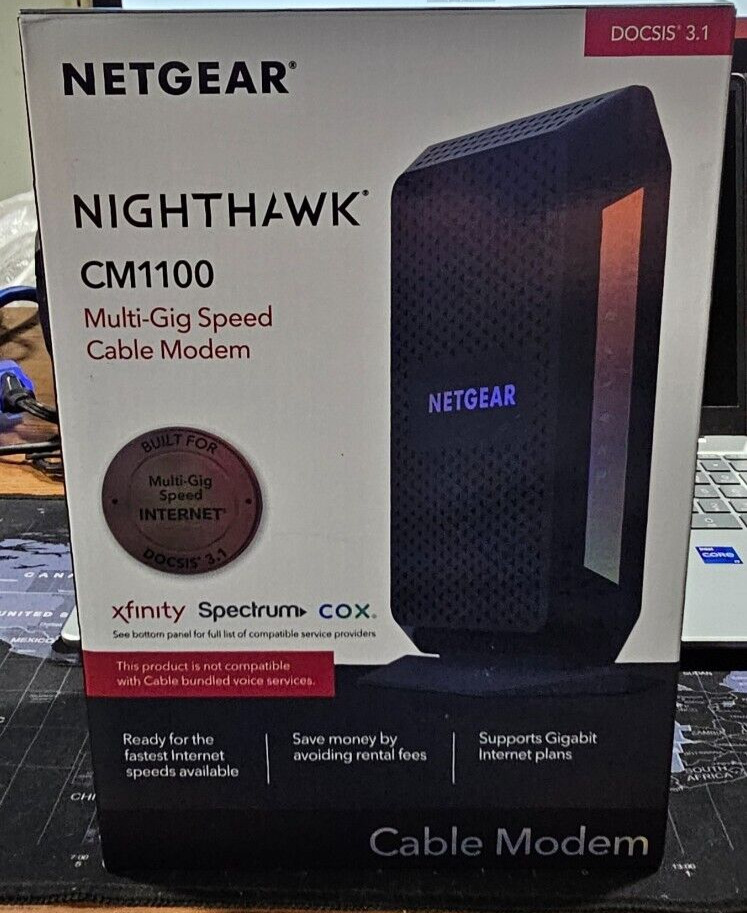 NETGEAR NIGHTHAWK CM1100 Cable Modem DOCSIS 3.1 Multi-Gig SpeedModem  ✌️✌️✌️