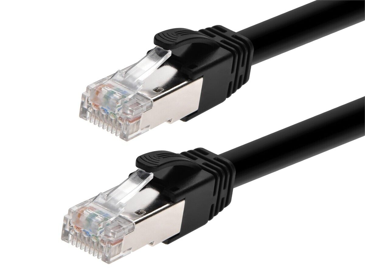 Monoprice Cat6A PoE Patch Cable 50ft Black 100W UTP 22AWG 500MHz Shielded RJ45