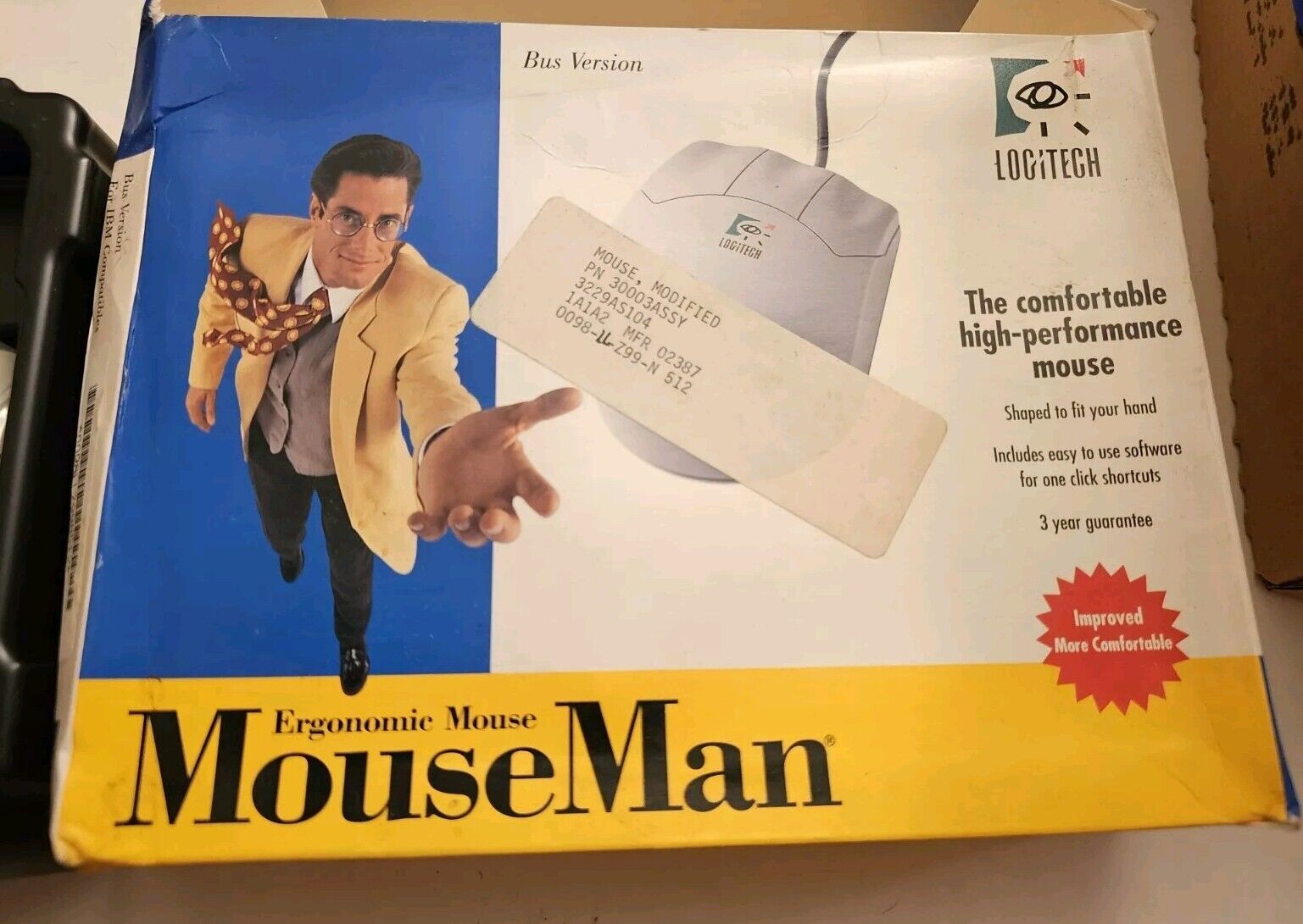New Vintage Logitech Model 5160 MouseMan 3 Button Computer Serial Mouse  1993