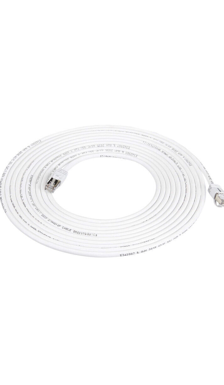 Amazon RJ45 Cat 7 High-Speed Gigabit Ethernet Patch Internet Cable White 20 Ft