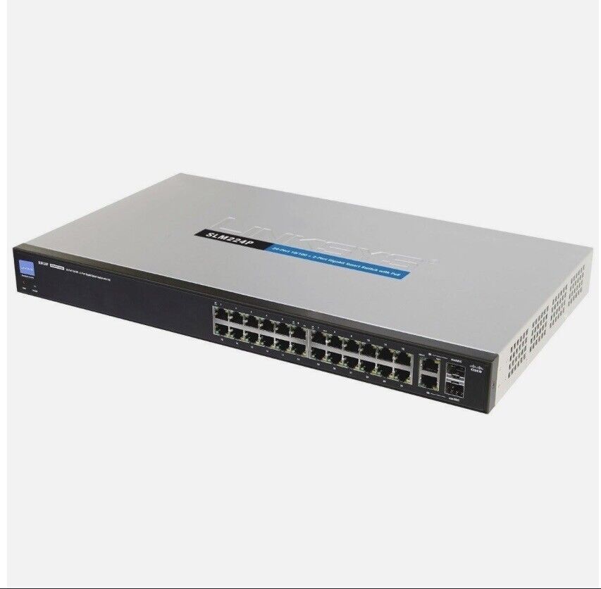 LINKSYS CISCO SLM224G4PS 24-Ports Stackable Smart Switch 4-Gigabit Ports and PoE