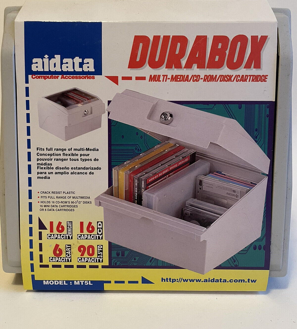 AIDATA Locking PC Accessories Multimedia Storage Box Floppy Disks CD ROM