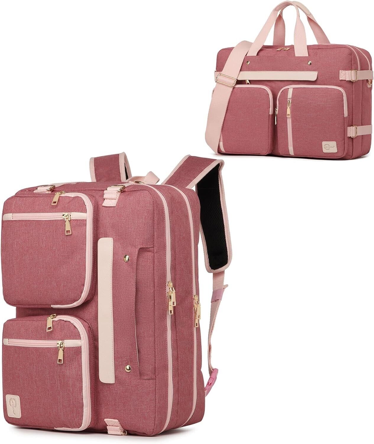 seyfocnia Convertible 3 in 1 Laptop Backpack,Messenger Backpack A-pink-17.3 