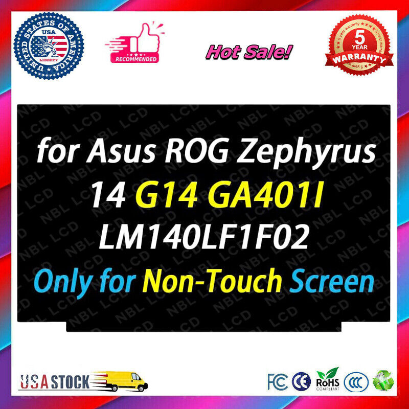 for Asus ROG Zephyrus G14 GA401I Only for 40pin 120hz FHD LCD No-touch Screen
