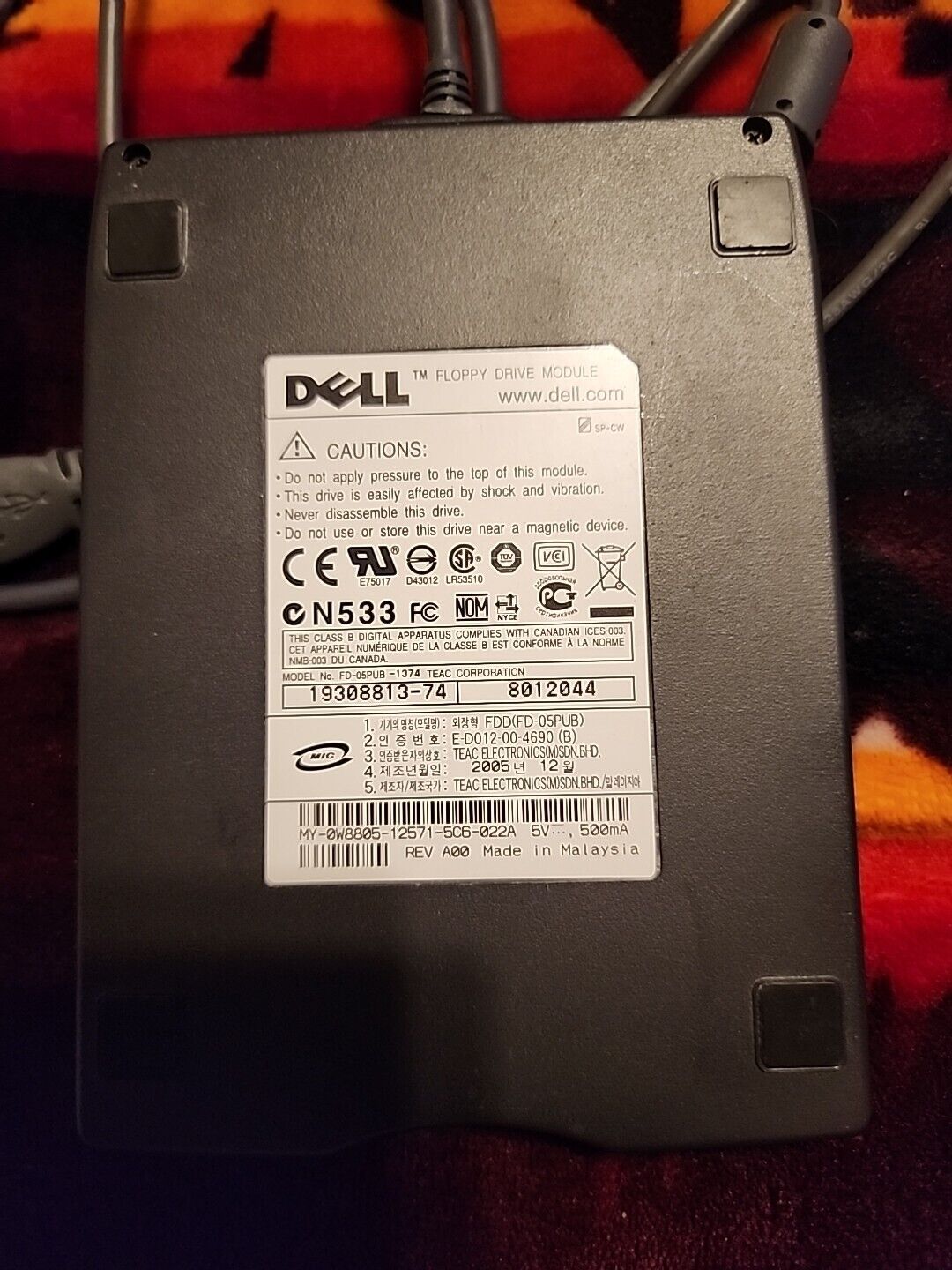 Ref -W8805 Genuine OEM Dell  USB External Floppy Drive Module 19308813-74(94-20)