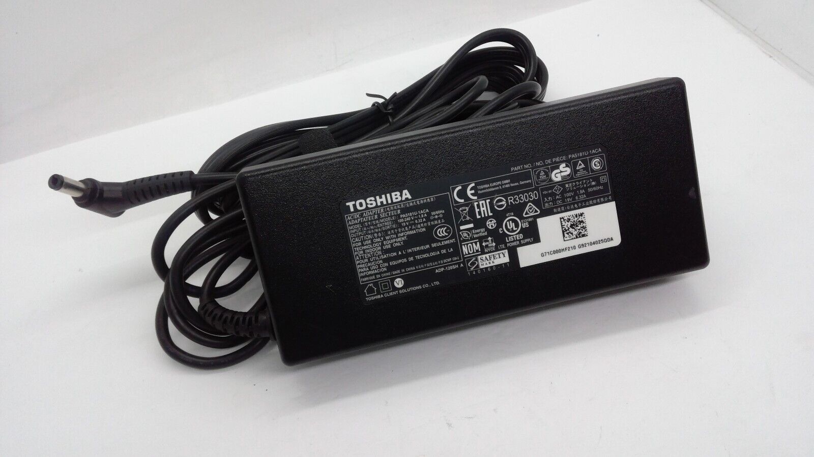 Genuine Toshiba 120W 19V 6.32A AC Adapter PA5181U-1ACA ~ FREE S/H