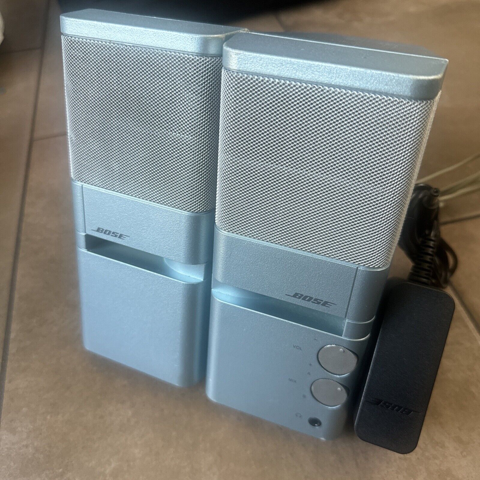 BOSE MediaMate Computer Speakers Personal Stereo Ice Blue Pair Tested With AC
