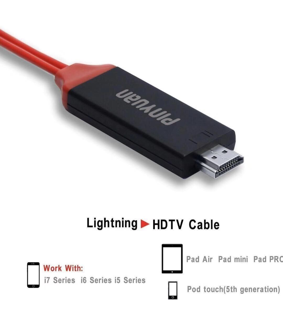 Lighnting Cable to HDMI, HD TV Cable for Iphone,Ipad Mini Video Adapter for IPho