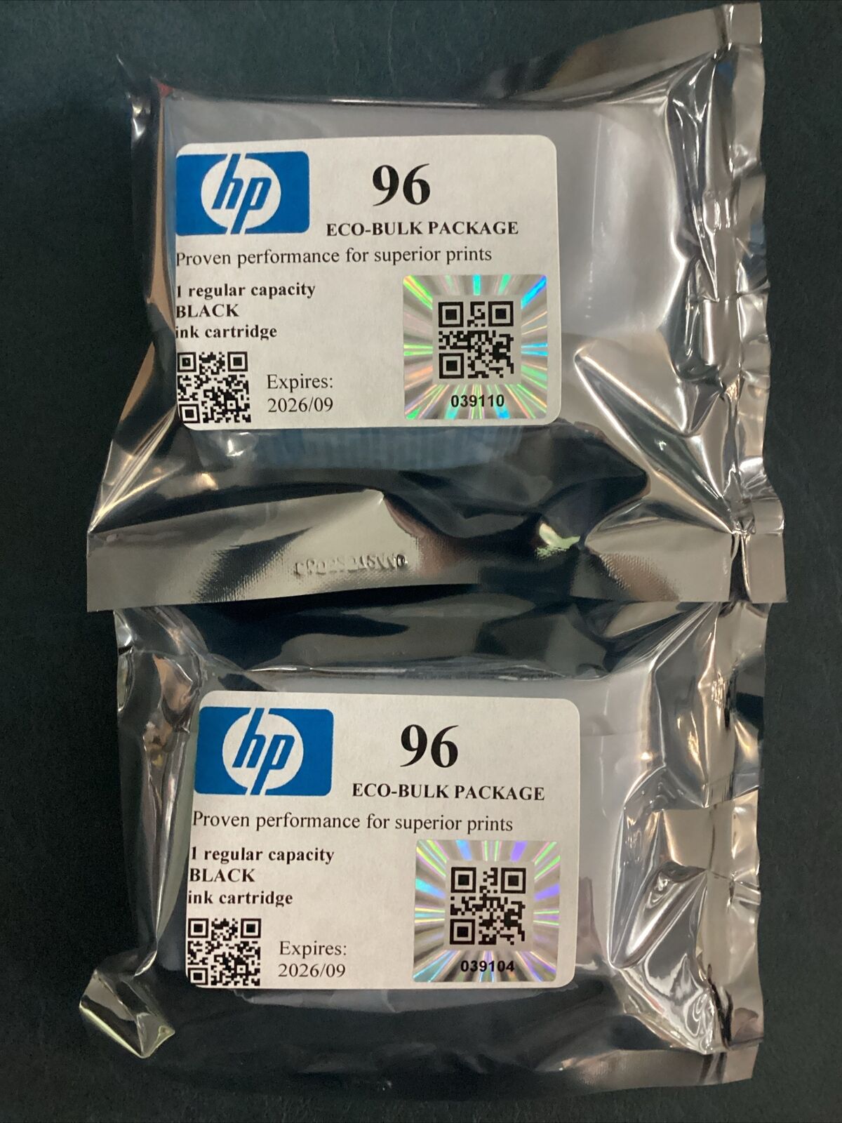 HP 96 - Black - (Quantity 2)- ECO-BULK PACKAGING - Genuine NEW - 
