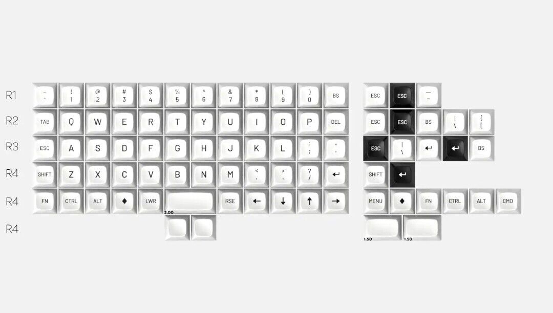 DROP MT3 Black-on-White Keycap Set ABS Hi-Profile Keycaps