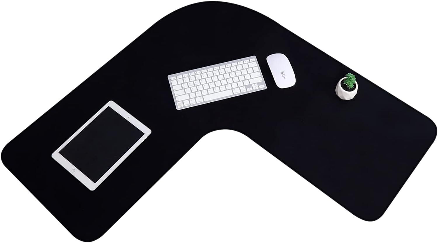 Amylove L Shaped Mouse Pad Corner Desk Waterproof Pad, Large, Black 