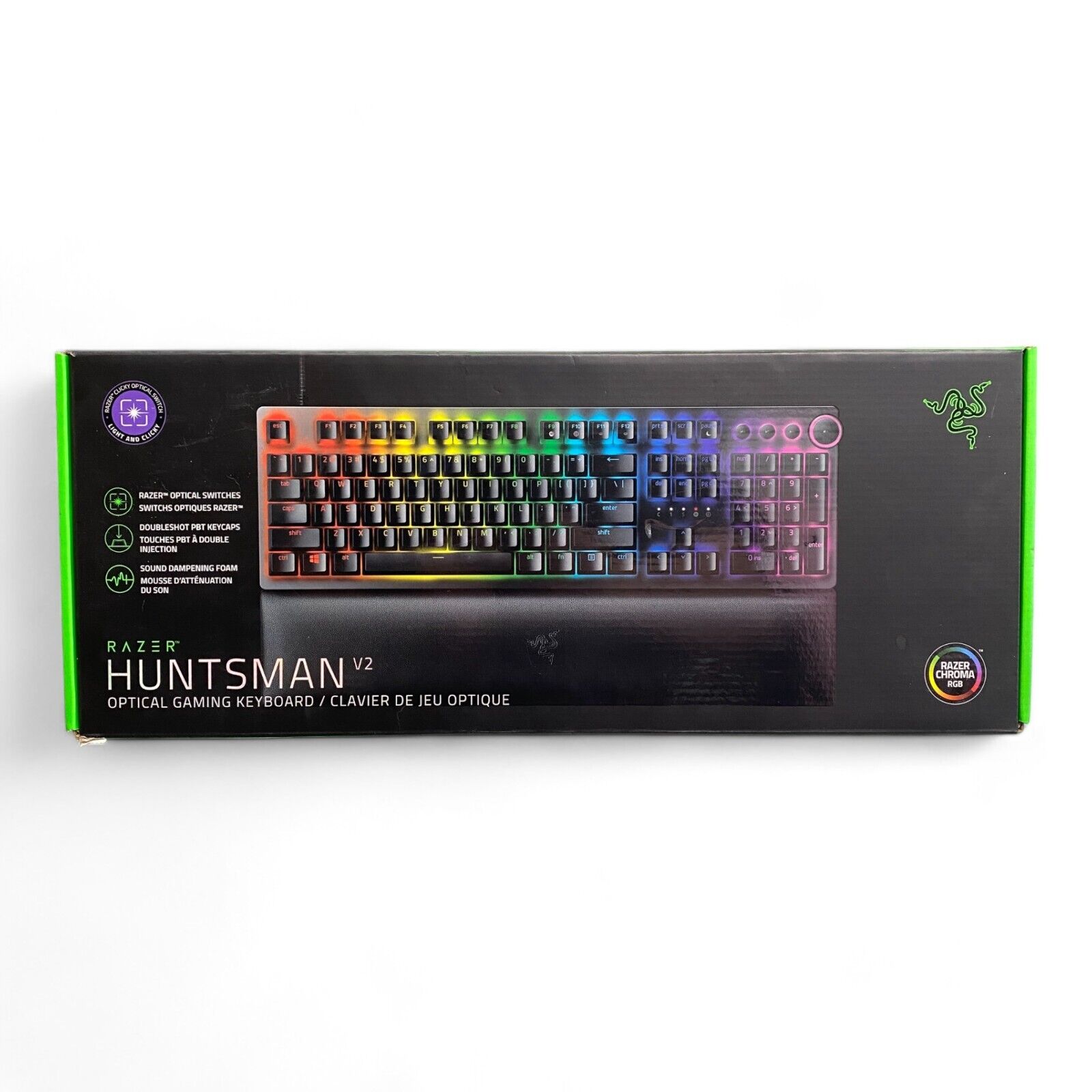 RAZER HUNTSMAN V2 - Optical Gaming Keyboard - Clicky Optical Switch - Wrist Rest