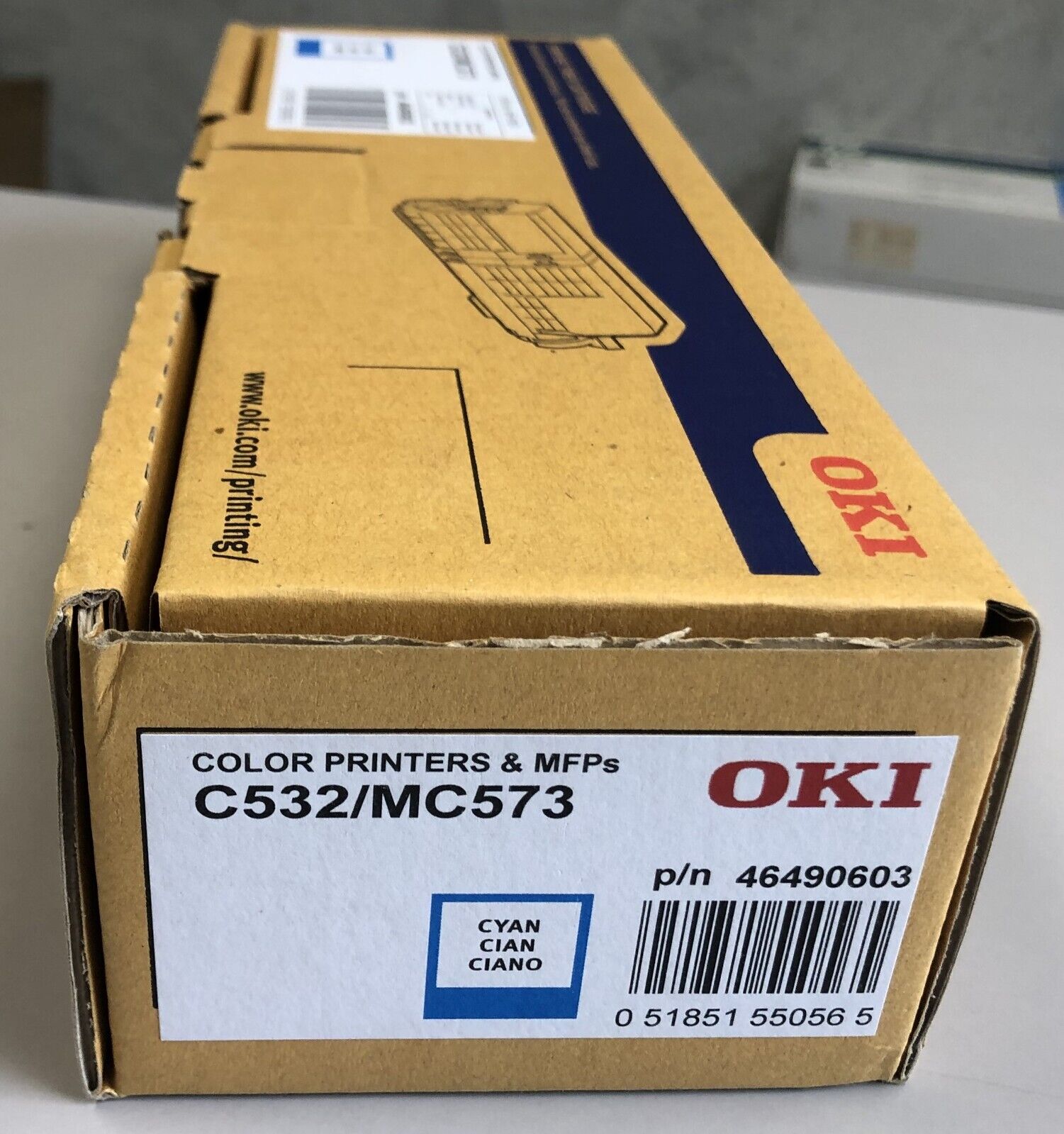 Genuine OKI C532 / MC573 Cyan Toner Print Cartridge 46490603 OEM