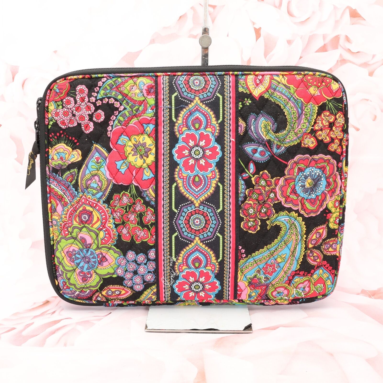 Vera Bradley Tablet Laptop Sleeve Case Zip Top Quilted Floral Paisley Multicolor