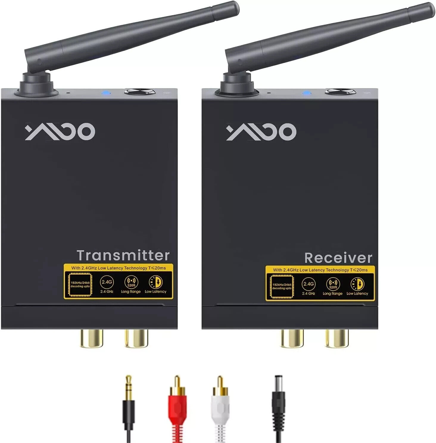 YMOO 2.4Ghz Wireless Audio Transmitter Receiver, 320ft Long Range Jack Adapter