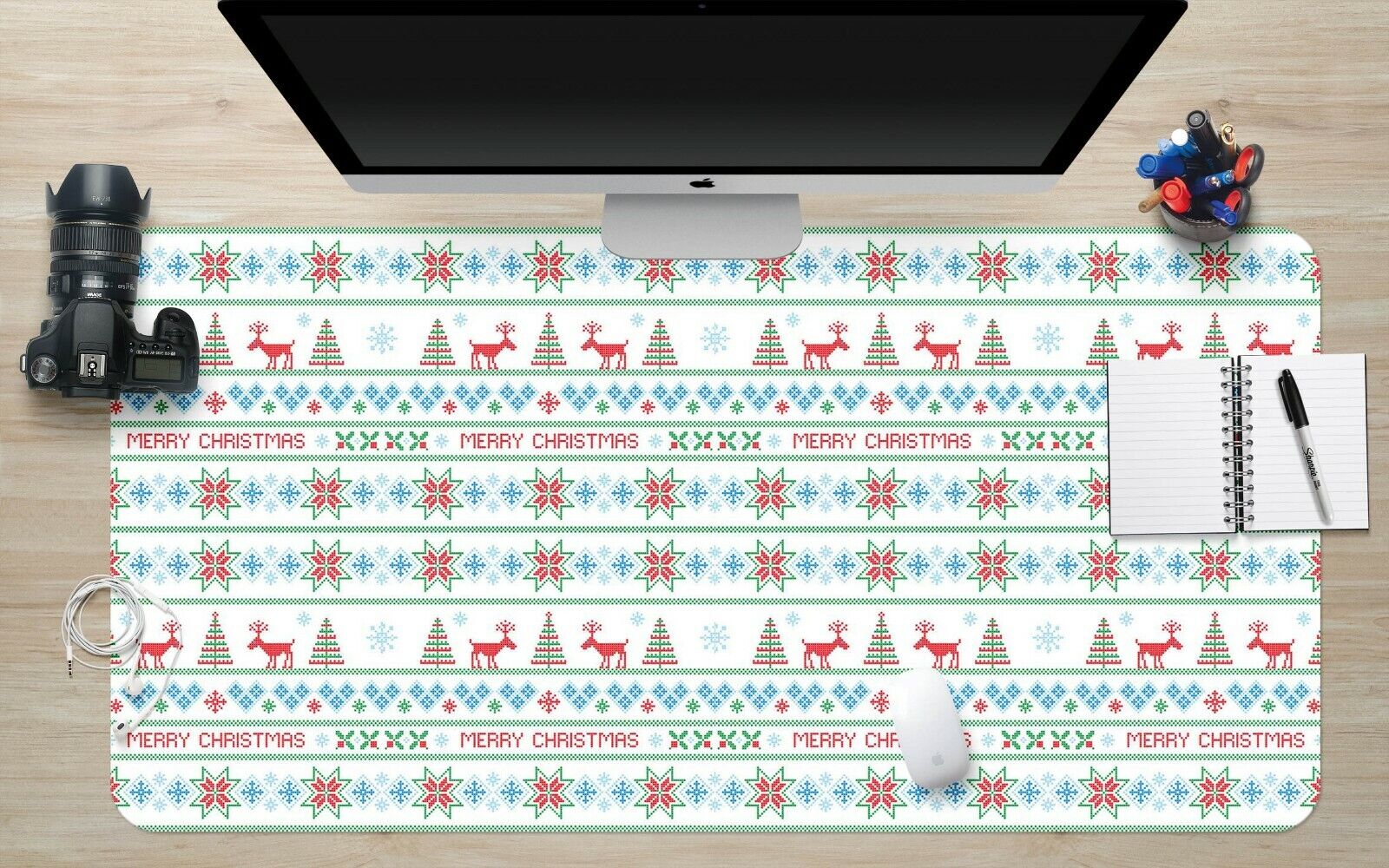 3D Snowflake Deer Xmas Tree G706 Christmas Non-slip Desk Mat Keyboard Pad Amy