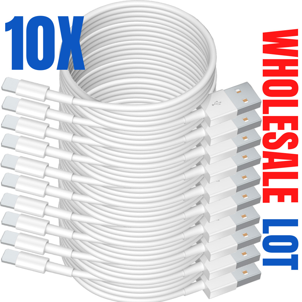 10X Wholesale 3Ft 6Ft USB Cord Lot For iPhone XR 11 12 14 Charger Charging Cable