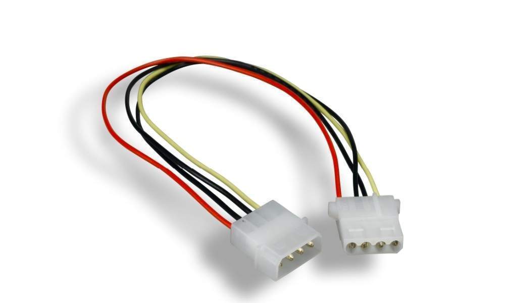 12 Inch Power Cable Extension 5.25 Molex 4 Pin Male to Female 12IN