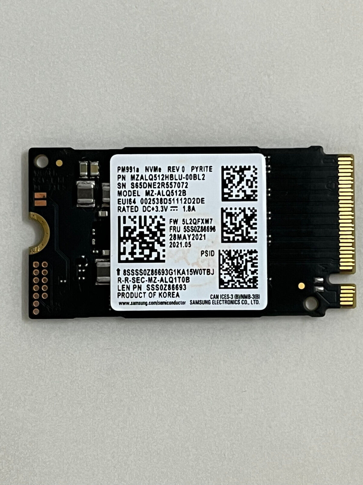 Samsung MZ-ALQ512B PM991A 512GB M.2 2242 NVME PCIE3.0 SSD For Lenovo DELL Laptop