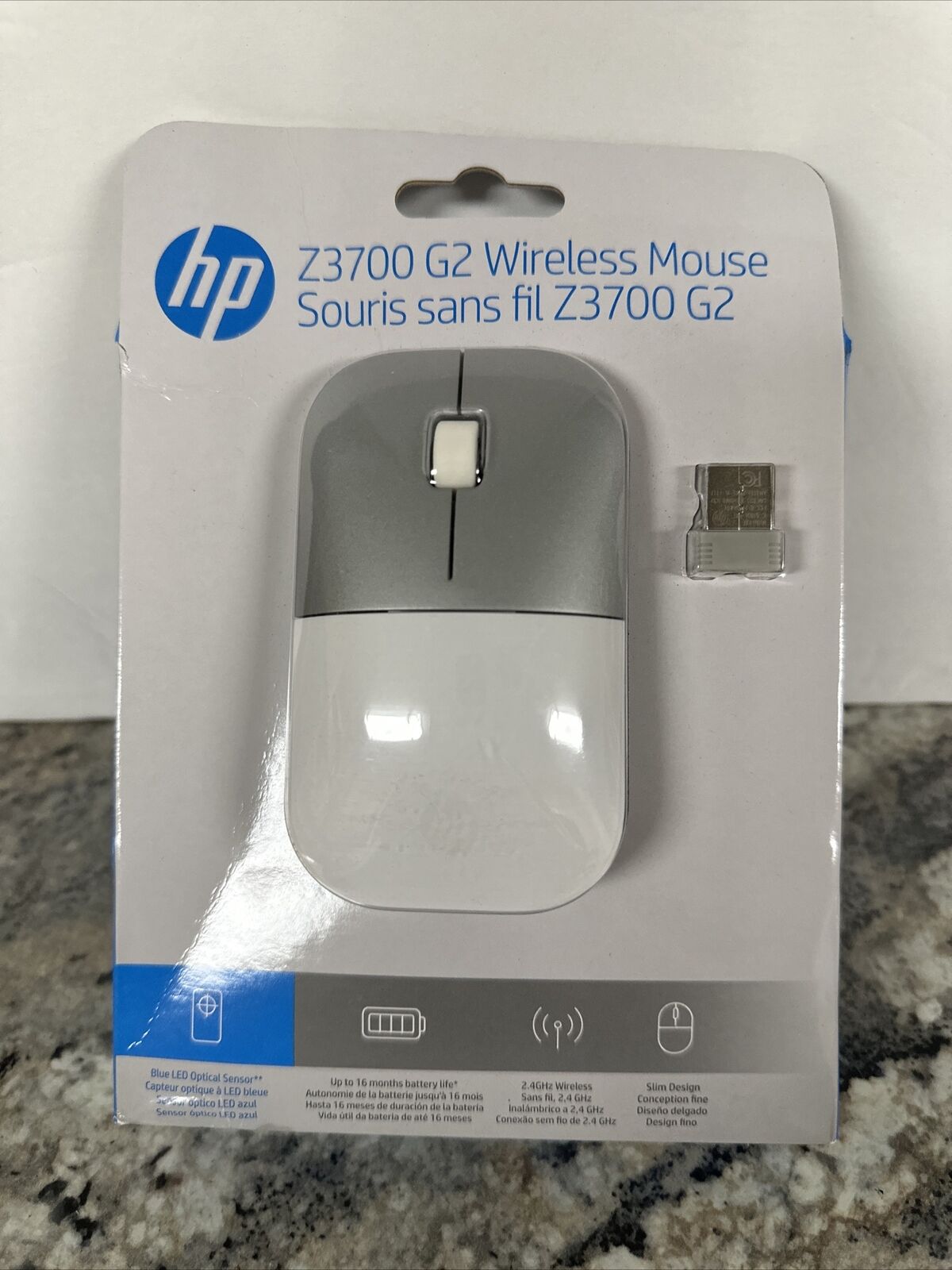 Hewlett Packard 681S1AA#ABL Hp Z3700 G2 Wireless Mouse White Silver New